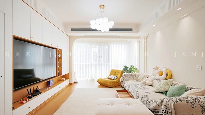 長沙學林西岸-114m²奶油原木·湖南極刻美家全屋整裝